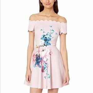 Ted Baker Sirenta Bardot Skater Dress Pink Floral